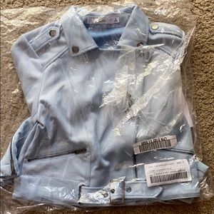 Brand new baby blue faux suede jacket